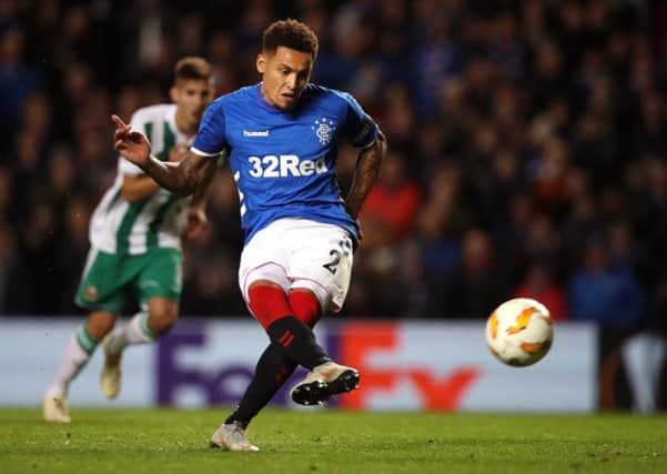 Rangers captain James Tavernier puts his side 2-1 up from the penalty spot. Picture: Getty