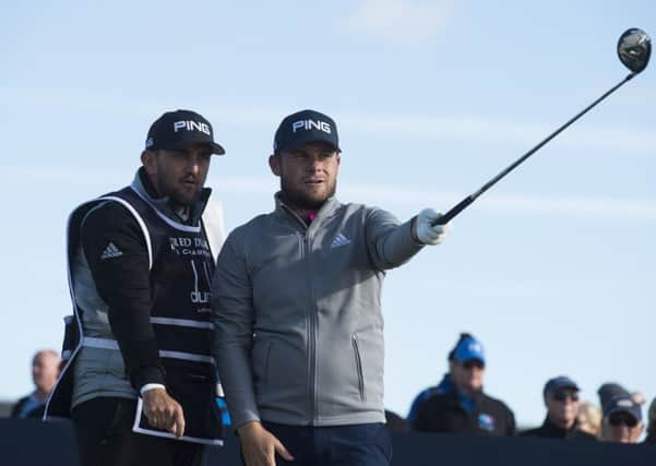 Tyrrell Hatton, pictured with his Scottish caddie Mark Crane, was on form at Carnoustie. Picture: Paul Devlin/SNS