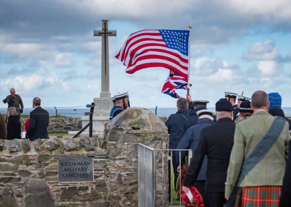 A ceremony marked the centenary of the sinking of HMS Ortanto. Picture: Ben Shakespeare/PA.