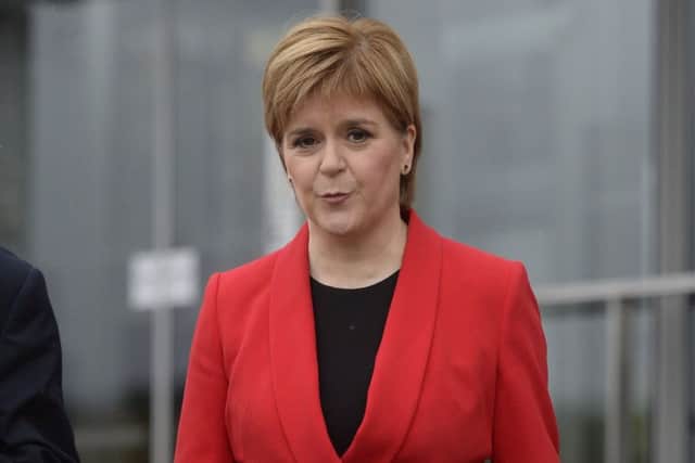 Scotland First Minister Nicola Sturgeon leaves BBC Scotland after the Andrew Marr show. Picture: PA