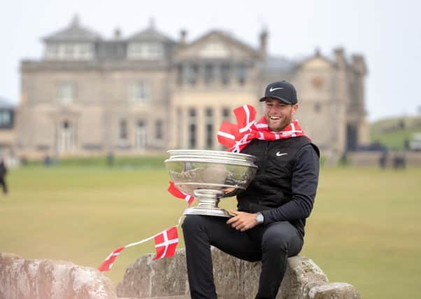 Denmark's Lucas Bjerregaard with the trophy after winning the Alfred Dunhill Links Championship at the Old Course, St Andrews. Picture: Kenny Smith/PA Wire