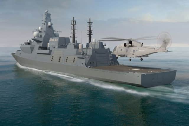 Undated handout photo issued by BAE/Ministry of Defence (MoD) of a computer generated image of the Type 26 Global Combat Ship. Picture: MoD