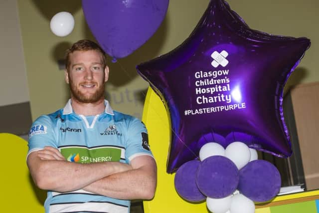 Rob Harley helps promote Warriors' charity link-up with Glasgow Children's Hospital. Picture: Gary Hutchison/SNS/SRU