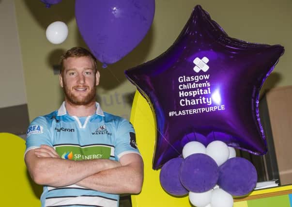 Rob Harley helps promote Warriors' charity link-up with Glasgow Children's Hospital. Picture: Gary Hutchison/SNS/SRU
