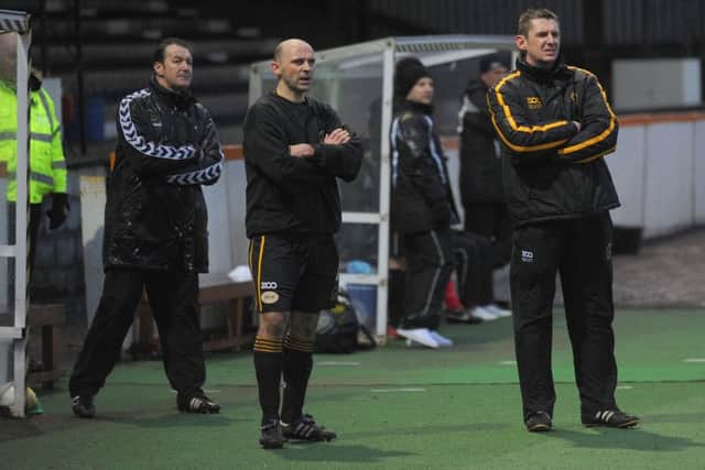 Robbie Horn (right) during Colin Camerons first match as Berwick Rangers boss.