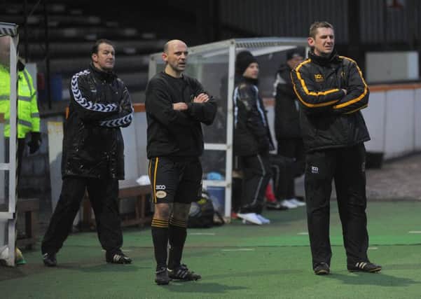 Robbie Horn (right) during Colin Camerons first match as Berwick Rangers boss.