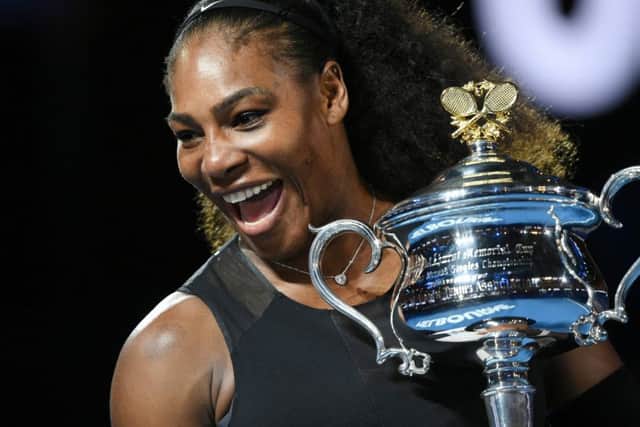 Serena Williams after winning the 2017 Australian Open. Picture: Paul Crock/AFP/Getty Images