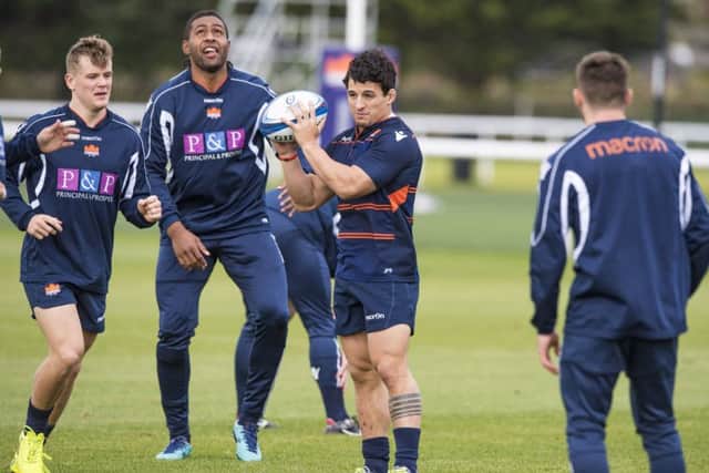 Juan Pablo Socino, centre, trains with his Edinburgh team-mates. Picture: SNS/SRU