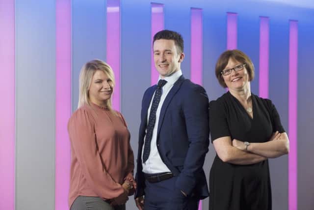 From left, new hires Lyndsey Rafferty, Aaron McKeen and Elaine Miller. Picture: contributed.