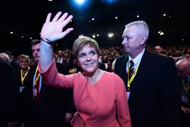 FM Nicola Sturgeon at SNP conference. Picture: John Devlin