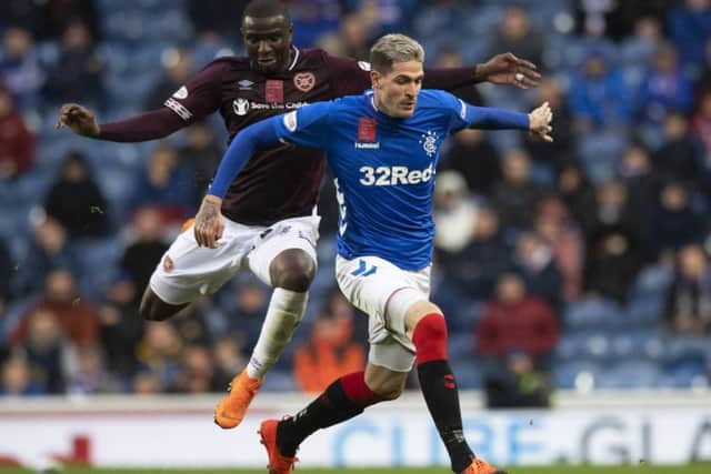 Rangers' Kyle Lafferty came on as a late substitute against Hearts. Picture: SNS