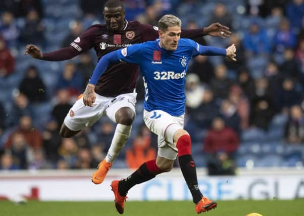Rangers' Kyle Lafferty came on as a late substitute against Hearts. Picture: SNS