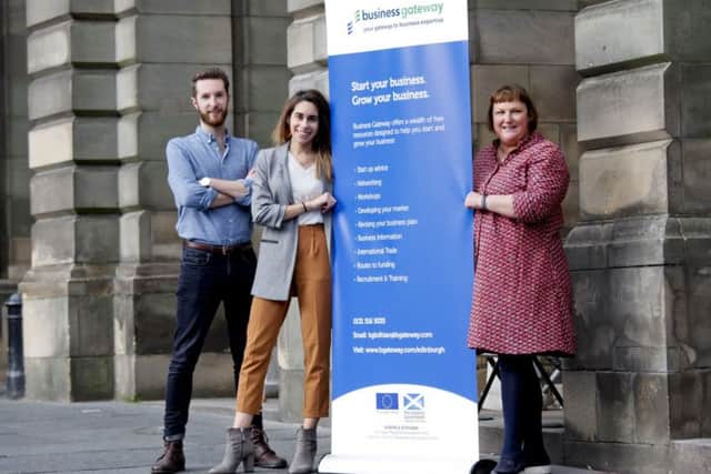 Bruce Walker and Zoi Kantounatou, co-founders of FutureX and Susan Harkins, head of Business Gateway Edinburgh. Picture: Alistair Linton