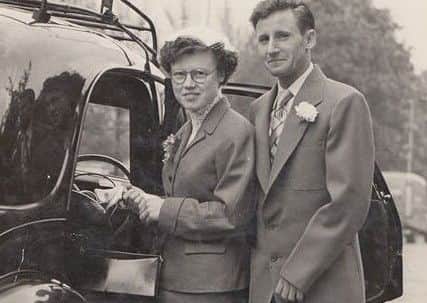 Collect picture of their first wedding of Charlie and Audrey Hailes. Picture: SWNS