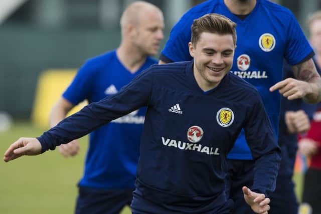 James Forrest during training ahead of Scotland's Nations League clash in Israel.