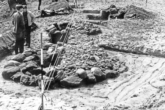 The graves at Lundin Links which were exposed during a strom in the 1990s. PIC: Moira Greig.