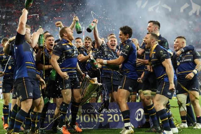 Leinster celebrate their victory over Racing 92 in the European Rugby Champions Cup final in Bilbao in May. Picture: David Rogers/Getty Images