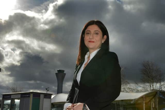 Flybe CEO Christine Ourmières-Widener at Edinburgh Airport. Picture: Jon Savage