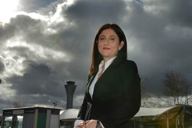 Flybe CEO Christine OurmiÃ¨res-Widener at Edinburgh Airport. Picture: Jon Savage