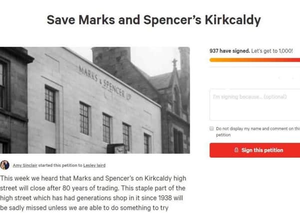 Kirkcaldy petition on M&S closure
