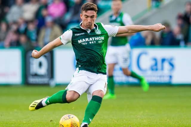 Stevie Mallans expertise with free-kicks has led to him being compared to former Celtic favourite Lubo Moravcik by Neil Lennon, the Hibs manager. Picture: SNS.