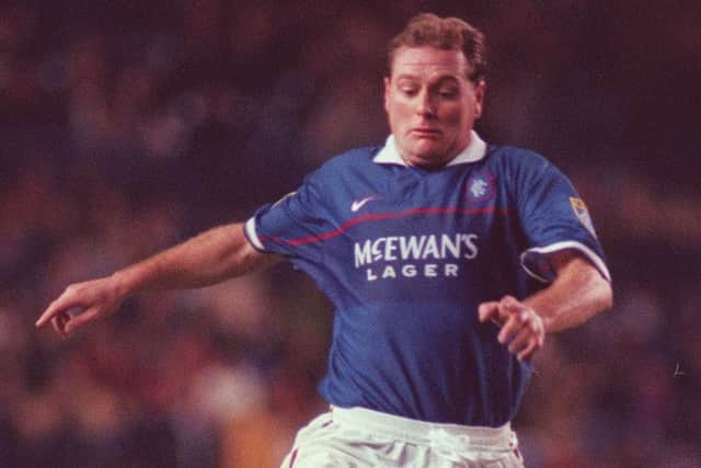 Paul Gascoigne last game in 1997 for Rangers v St Johnstone at Ibrox. Picture: Allan Milligan