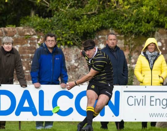 Melrose's Jason Baggott kicks a conversion. Picture: Bruce White/SNS/SRU