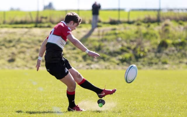 Hawks' Ross Thompson kicks a penalty. Picture: Graham Stuart/SNS/SRU