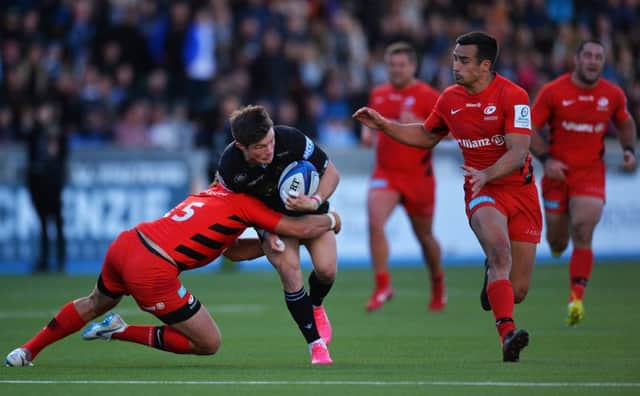 It was a hard fought encounter at Scotsoun  (Photo by Mark Runnacles/Getty Images)