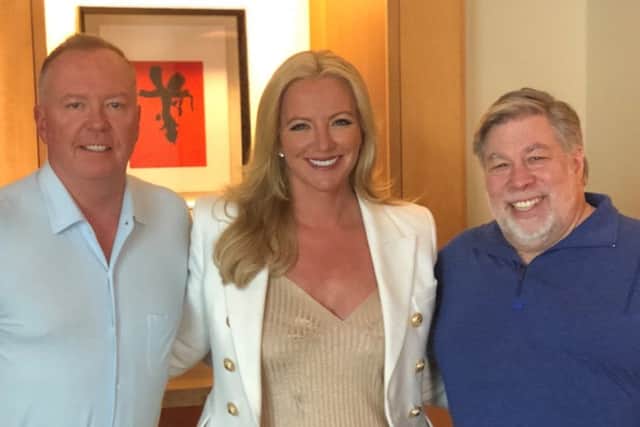 Steve Wozniak (right) has joined forces with Equi's Doug Barrowman and Michelle Mone. Picture: contributed.