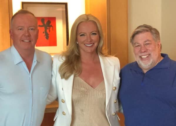 Steve Wozniak (right) has joined forces with Equi's Doug Barrowman and Michelle Mone. Picture: contributed.