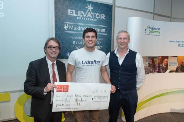 Professor Norman Hutchison of University of Aberdeen, Daryll Morrow of UDrafter and Andrew Burnett of Elevator. Picture: Contributed