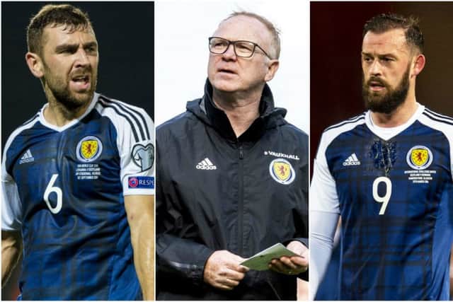 Alex McLeish, centre, has hinted at recalls for James McArthur (left) and Steven Fletcher. Pictures: SNS Group