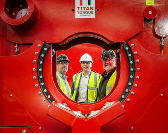 Titan Torque director Keith Gaskin, Barry Marshall of EnerQuip and Titan director Bruce Jepp. Picture: Contributed