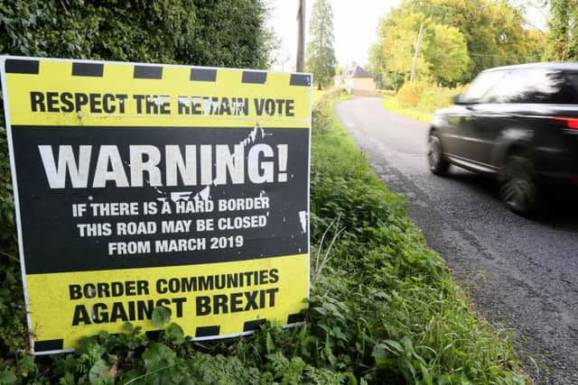 PABest A mock customs post is set up at Ravensdale, Co Louth, as anti-Brexit campaigners hold a go-slow protest on the main road between Northern Ireland and the Republic of Ireland to highlight concerns about the impact on trade.