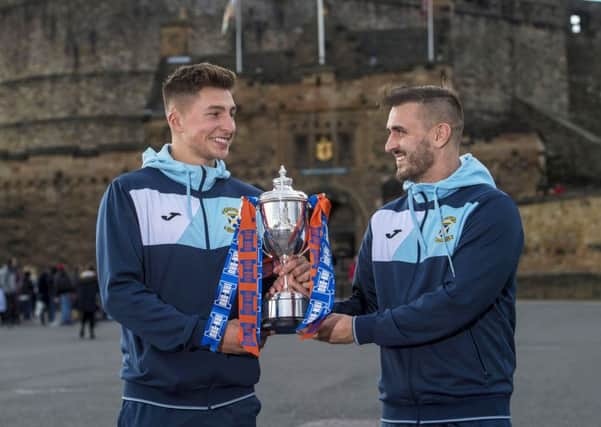 East Fife's Jonny Court and Scott Linton (right) following the Irn Bru Cup quarter final draw. Picture by SNS.