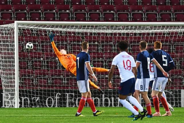 Reiss Nelson nets the only goal of the game for the visitors. Picture: SNS