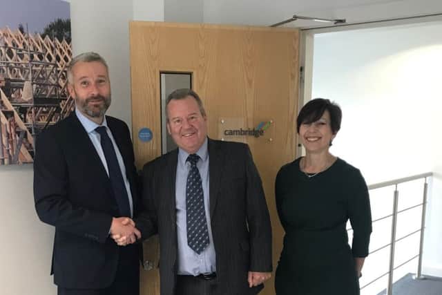 From left, Jonathan Fellingham (DTE), Jack McMinn (CRTL) and Sue Mills, sales and marketing director for CRTL.