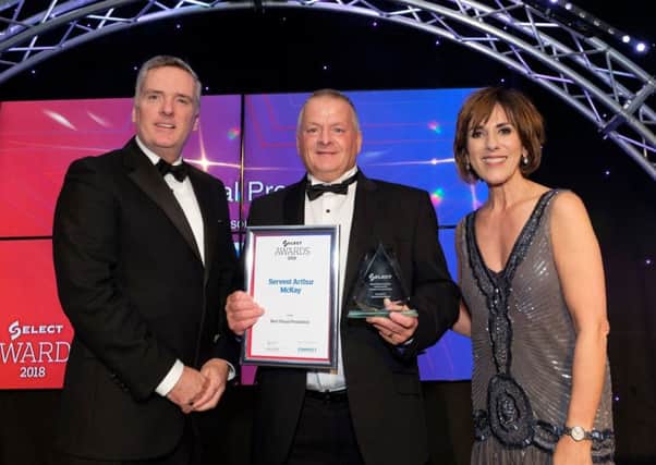 From left to right: Iain Mason, award sponsor Connect Communications; winner Mike Stark from Servest Arthur Mackay; and Shereen Nanjiani, who hosted the event.