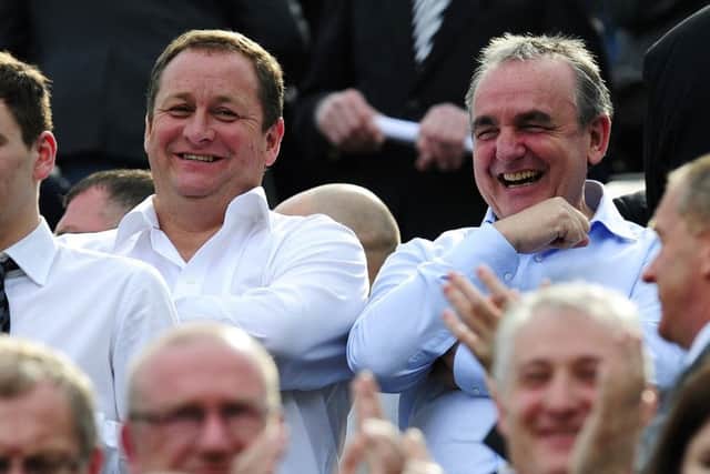 Derek Llambias, right, with Mike Ashley at a Newcastle United match. Picture: Getty images
