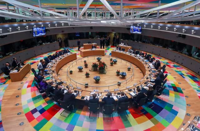 This picture shows a general view of European Union leaders attending the second day of a EU summit at the European Council in Brussels on October 18, 2018. - European Union leaders meet for a summit focused on migration and internal security, after reviewing the state of the Brexit negotiations with Britain. (Photo by STEPHANIE LECOCQ / POOL / AFP)STEPHANIE LECOCQ/AFP/Getty Images