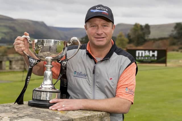 Greig Hutcheon held off a strong final day challenge to emerge victorious at Gleneagles and secure a welcome cheque for Â£9,000. Picture: Alan Rennie