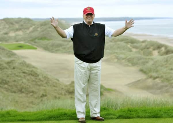 Donald Trump at the 18th tee of his golf course. Picture: Dan Phillips