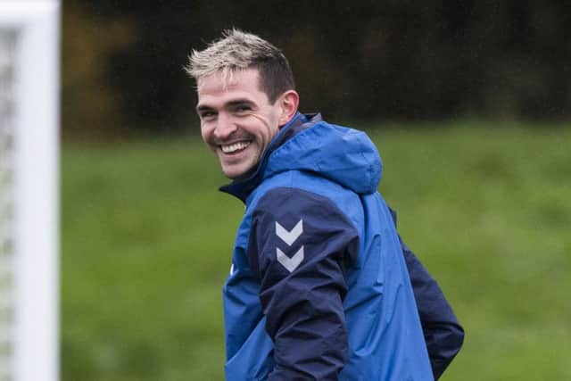 Kyle Lafferty was all smiles in training but he misses Rangers' game at Hamilton Accies on Sunday. Picture: Paul Devlin/SNS