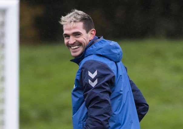 Kyle Lafferty was all smiles in training but he misses Rangers' game at Hamilton Accies on Sunday. Picture: Paul Devlin/SNS