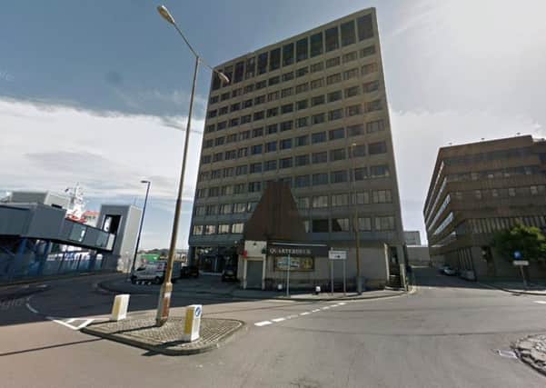 An 11-storey office block in Aberdeen has sold for just Â£20,000. the Salvesen Tower at Blaikies Quay in Aberdeen harbour