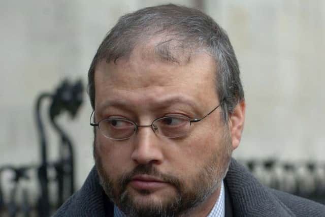 Jamal Khashoggi, who was then a media advisor to Prince Turki Al-Faisal, outside the Royal Courts of Justice in London.  Picture; PA