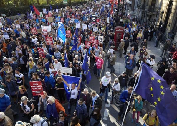Thousands of anti-Brexit protestors march along Piccadilly on 28.10.2018 in London, UK. Picture: Alex McBride/Getty Images)
