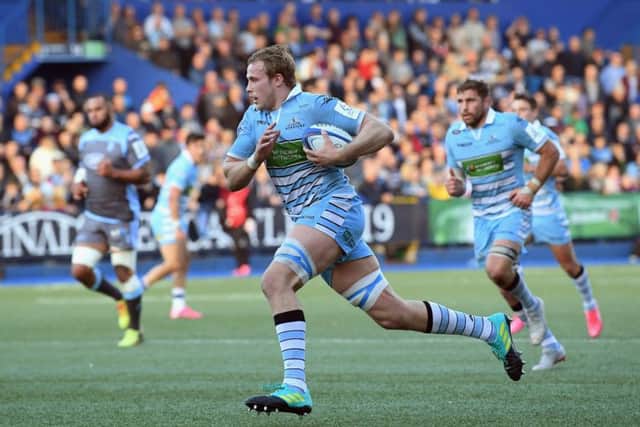 Jonny Gray strides through to score a try during the Champions Cup match. Picture: Getty