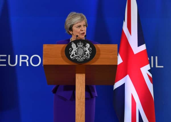 Theresa May addresses a press conference on the sidelines of a EU summit at the European Council in Brussels. Picture; Getty